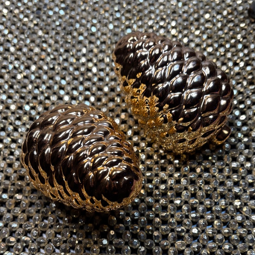 Copper Colored Pinecone Ceramic Home Decor Accent